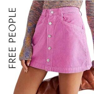 Free People, Ray Cord Mini Wide‎ Tooth Corduroy Skirt, Pink Frosting, Purple